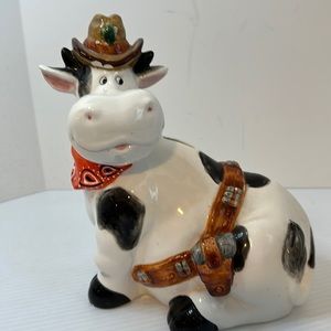 Piggy bank cowboy Cow hat and bandana Wild West  Cow